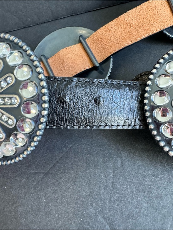 Tony Lama Crystal Concho Belt‎ Black Exotic Leather Cowgirl Festival Western L main image 14